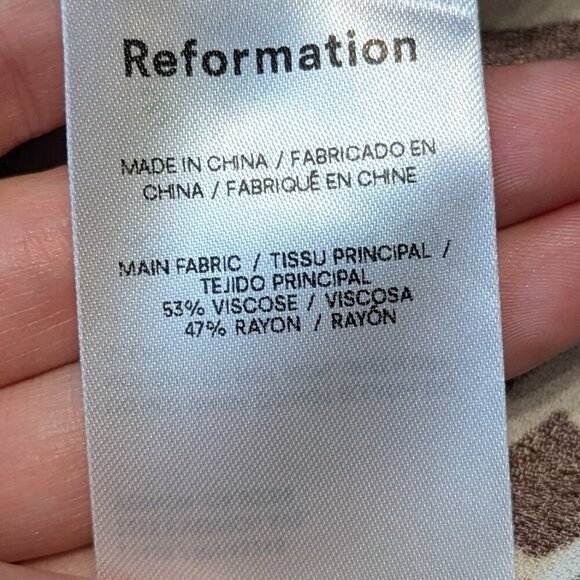 Reformation Will Mini Dress | Brown & Cream Geometric | 60s Style - Picture 11 of 11